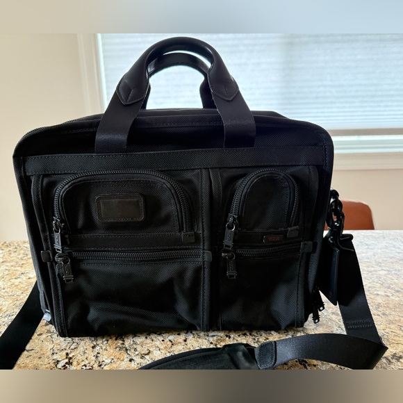 TUMI Alpha T Pass Laptop Briefcase Expandable Travel Bag Lots of Compartments - Picture 2 of 11